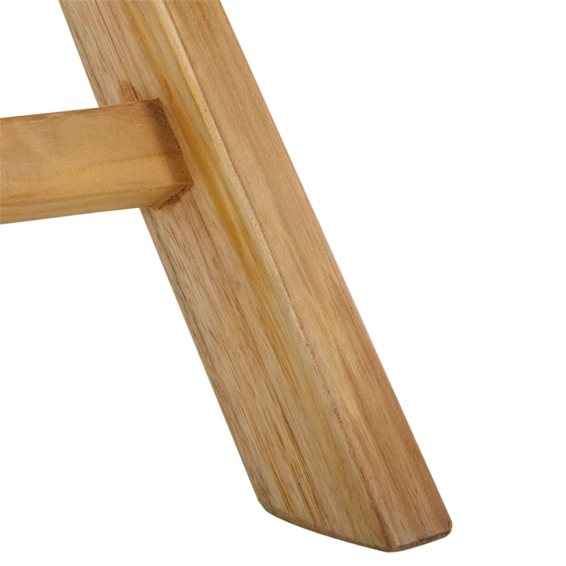 Pemberly Row Teak Wood and Brass Folding Arm Chair in Natural