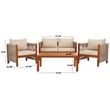 Pemberly Row Acacia Wood and Polyester Living Set in Natural / Taupe