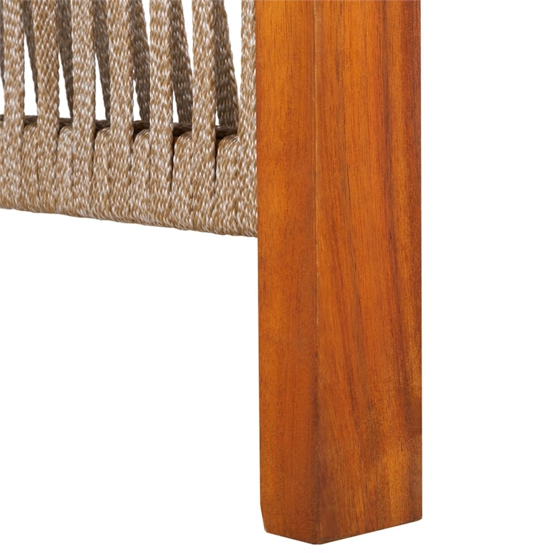 Pemberly Row Acacia Wood and Polyester Living Set in Natural / Taupe