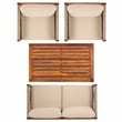 Pemberly Row Acacia Wood and Polyester Living Set in Natural / Taupe