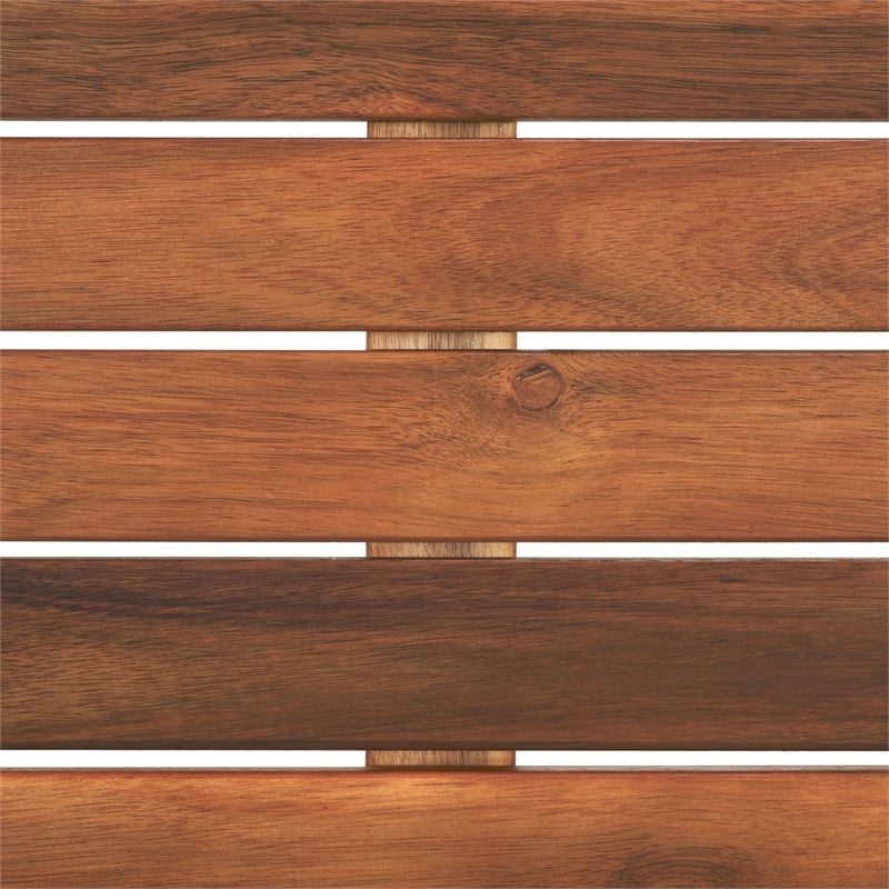 Pemberly Row Acacia Wood and Polyester Living Set in Natural / Taupe