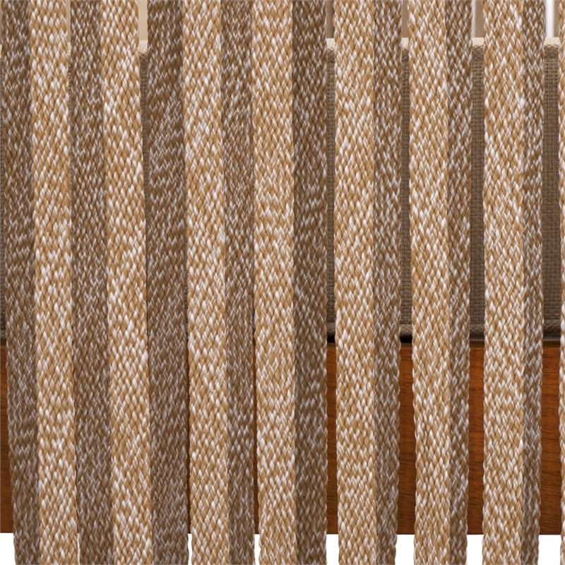 Pemberly Row Acacia Wood and Polyester Living Set in Natural / Taupe