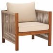 Pemberly Row Acacia Wood and Polyester Living Set in Natural / Taupe