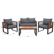 Pemberly Row Steel and Polyester Outdoor Living Set in Black/Gray