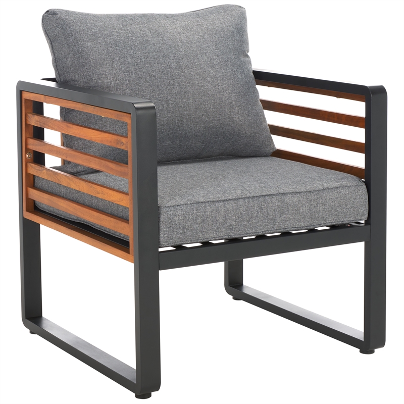 Pemberly Row Steel and Polyester Outdoor Living Set in Black/Gray