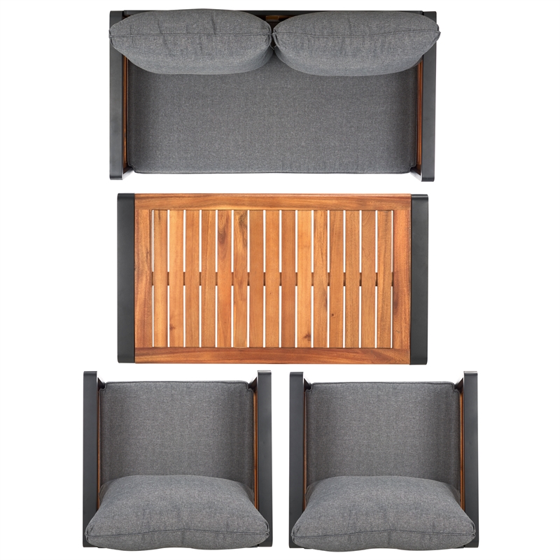 Pemberly Row Steel and Polyester Outdoor Living Set in Black/Gray