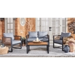 Pemberly Row Steel and Polyester Outdoor Living Set in Black/Gray