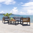 Pemberly Row Steel and Polyester Outdoor Living Set in Black/Gray