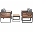 Pemberly Row Steel and Polyester Outdoor Living Set in Black/Gray