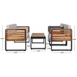 Pemberly Row Steel and Polyester Outdoor Living Set in Black / Light Gray