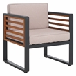 Pemberly Row Steel and Polyester Outdoor Living Set in Black / Light Gray
