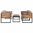 Pemberly Row Steel and Polyester Outdoor Living Set in Black / Light Gray