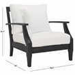Pemberly Row Eucalyptus Wood Patio Armchair in Black / White with Cushion