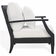 Pemberly Row Eucalyptus Wood Patio Armchair in Black / White with Cushion