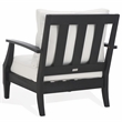 Pemberly Row Eucalyptus Wood Patio Armchair in Black / White with Cushion