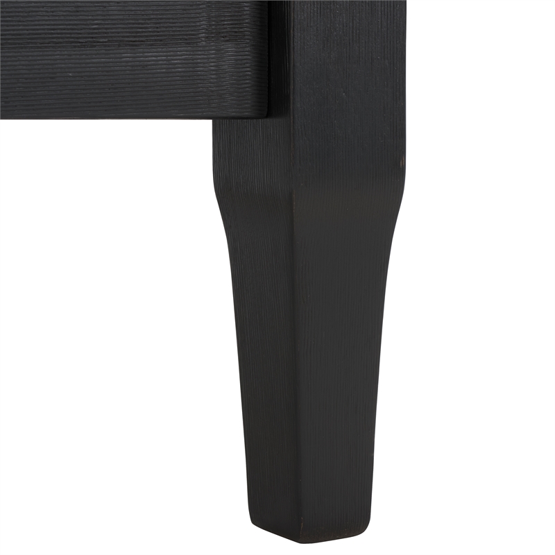 Pemberly Row Eucalyptus Wood Patio Armchair in Black / White with Cushion