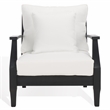 Pemberly Row Eucalyptus Wood Patio Armchair in Black / White with Cushion