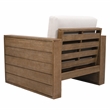 Pemberly Row Eucalyptus Wood Patio Chair with Cushion in Natural / Beige