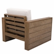Pemberly Row Eucalyptus Wood Patio Chair with Cushion in Natural / Beige