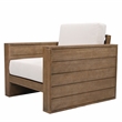 Pemberly Row Eucalyptus Wood Patio Chair with Cushion in Natural / Beige