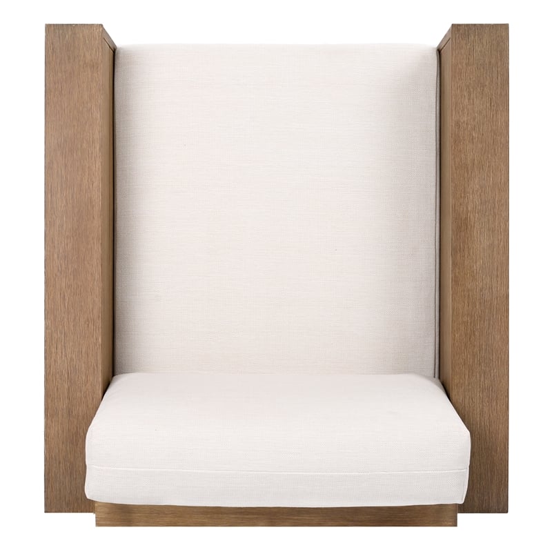 Pemberly Row Eucalyptus Wood Patio Chair with Cushion in Natural / Beige