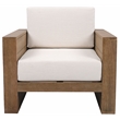 Pemberly Row Eucalyptus Wood Patio Chair with Cushion in Natural / Beige