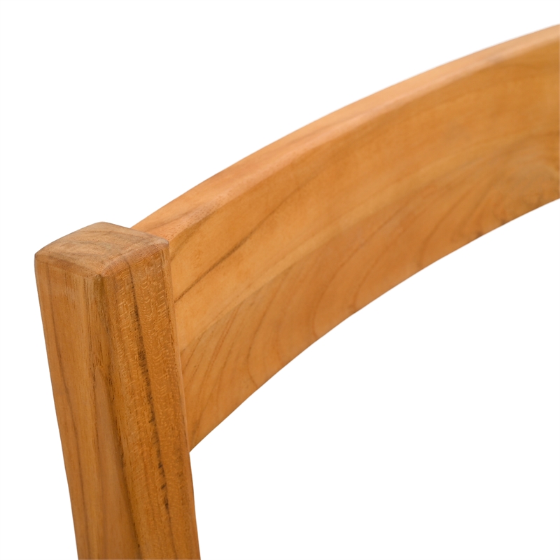 Pemberly Row Brazilian Teak Wood Outdoor Dining Chair in Natural / White