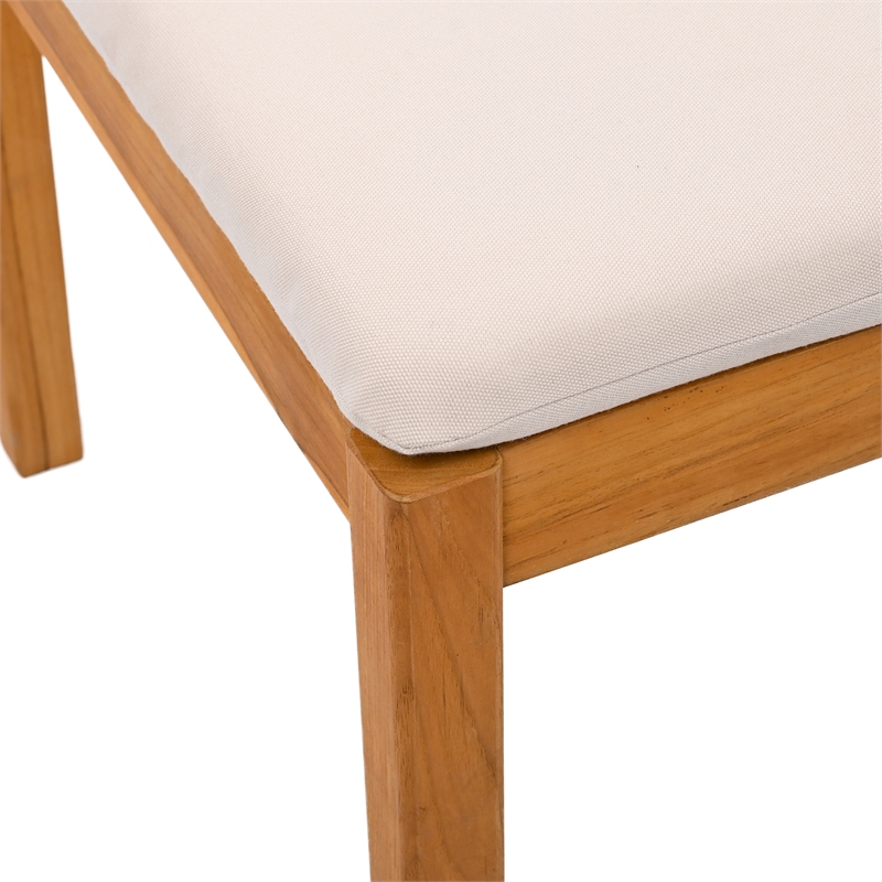 Pemberly Row Brazilian Teak Wood Outdoor Dining Chair in Natural / White