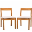 Pemberly Row Brazilian Teak Wood Outdoor Dining Chair in Natural / White