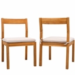 Pemberly Row Brazilian Teak Wood Outdoor Dining Chair in Natural / White