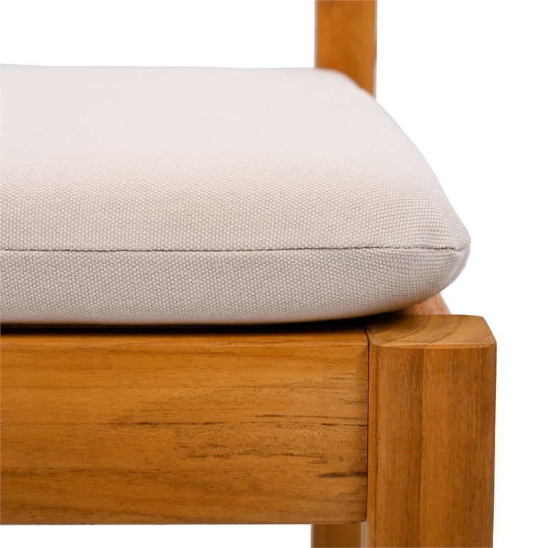 Pemberly Row Brazilian Teak Wood Outdoor Dining Chair in Natural / White