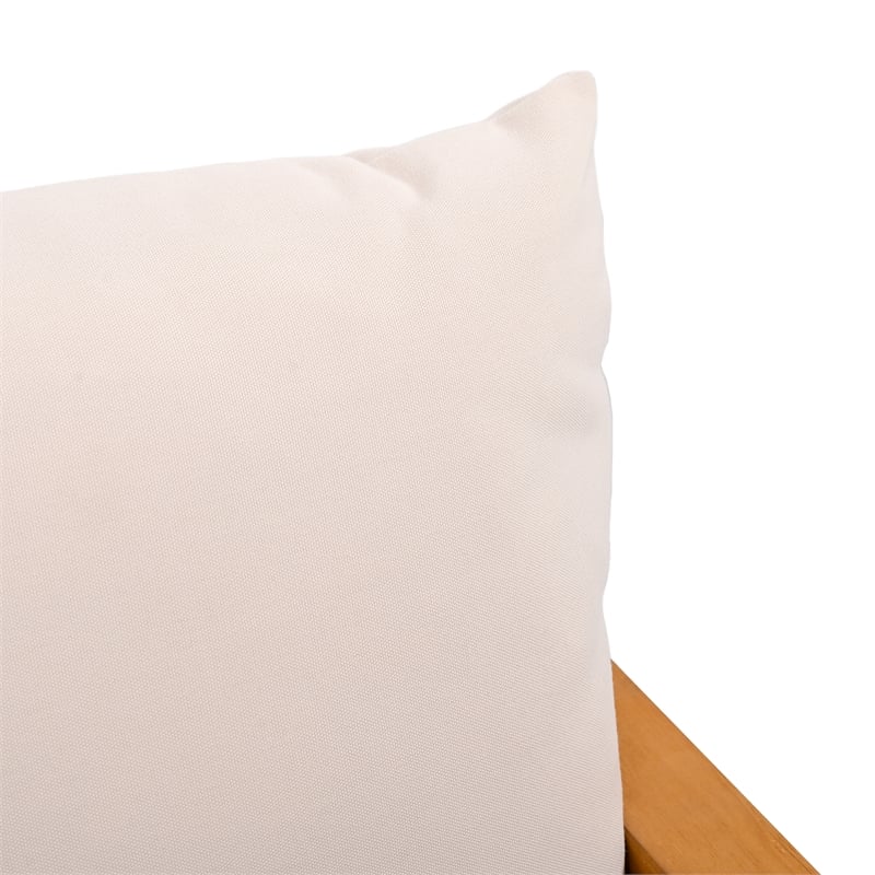 Pemberly Row Brazilian Teak Wood Patio Chair in Natural / White