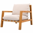 Pemberly Row Brazilian Teak Wood Patio Chair in Natural / White