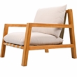 Pemberly Row Brazilian Teak Wood Patio Chair in Natural / White