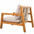 Pemberly Row Brazilian Teak Wood Patio Chair in Natural / White