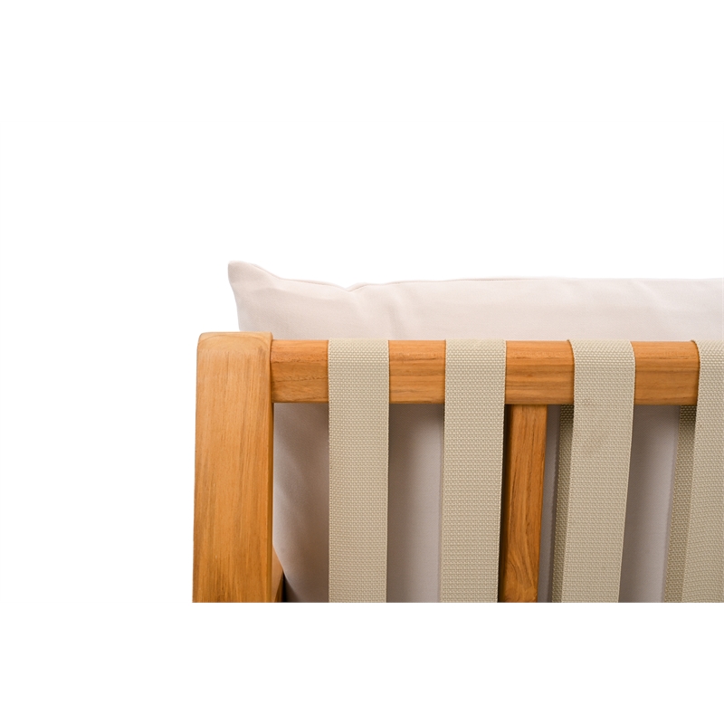 Pemberly Row Brazilian Teak Wood Patio Chair in Natural / White