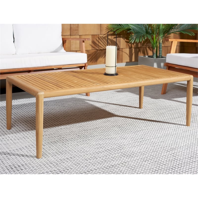 Pemberly Row Brazilian Teak Wood Patio Coffee Table in Natural