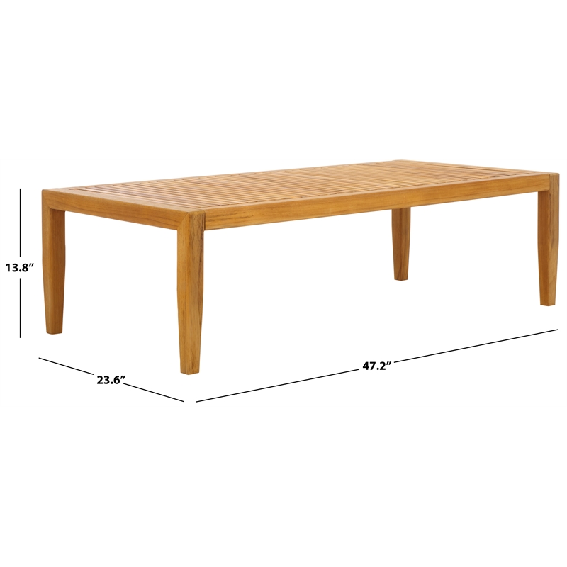 Pemberly Row Brazilian Teak Wood Patio Coffee Table in Natural