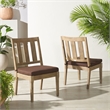 Pemberly Row Eucalyptus Wood Outdoor Dining Chair in Natural / Brown