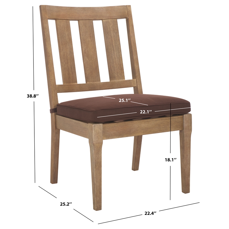 Pemberly Row Eucalyptus Wood Outdoor Dining Chair in Natural / Brown