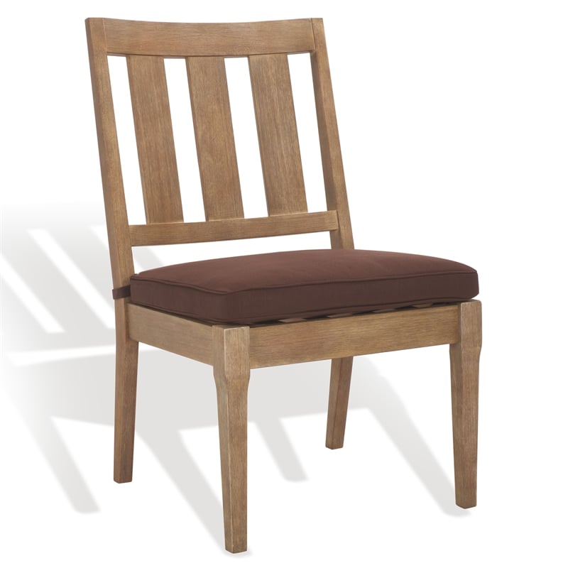 Pemberly Row Eucalyptus Wood Outdoor Dining Chair in Natural / Brown