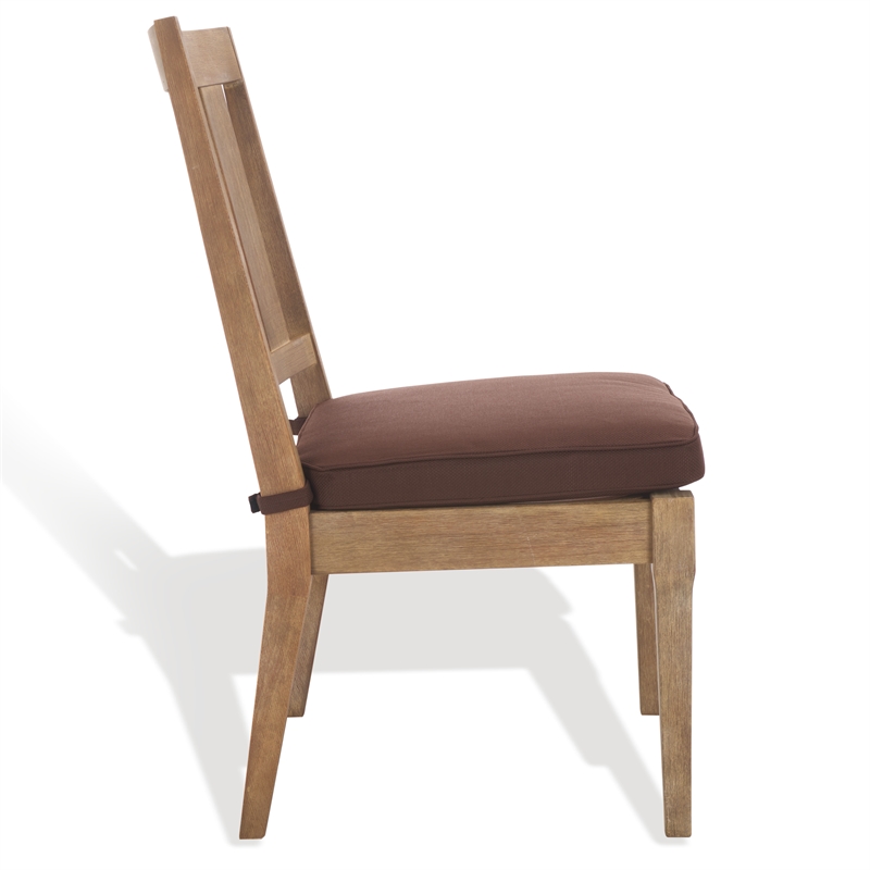 Pemberly Row Eucalyptus Wood Outdoor Dining Chair in Natural / Brown