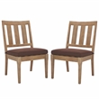 Pemberly Row Eucalyptus Wood Outdoor Dining Chair in Natural / Brown