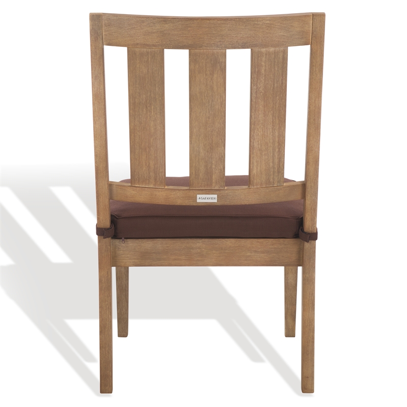 Pemberly Row Eucalyptus Wood Outdoor Dining Chair in Natural / Brown