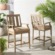 Pemberly Row Eucalyptus Wood Patio Counter Stools in Natural / Brown