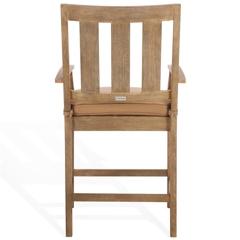 Pemberly Row Eucalyptus Wood Patio Counter Stools in Natural / Brown