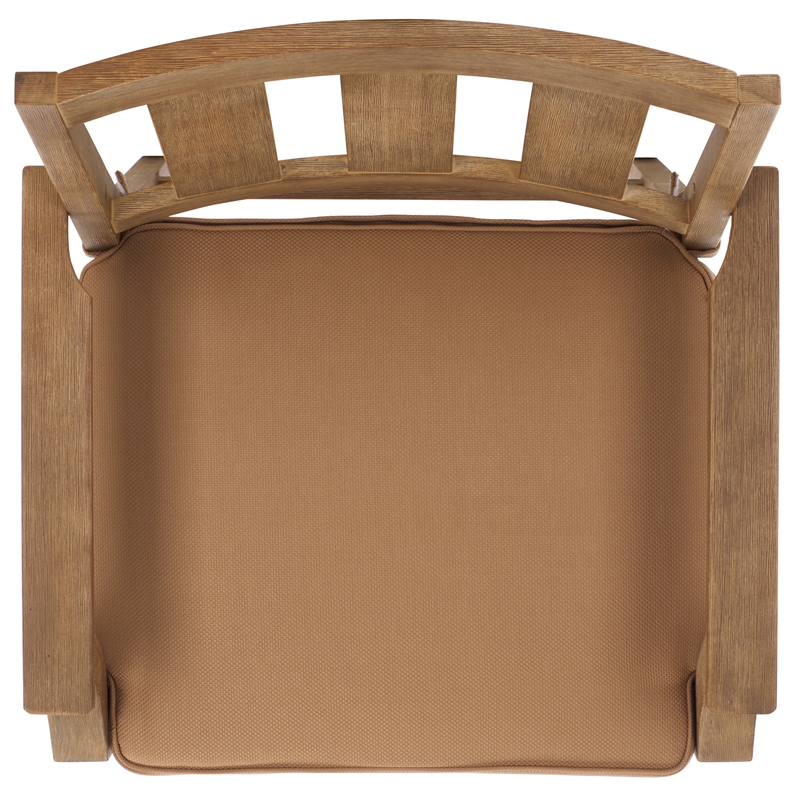 Pemberly Row Eucalyptus Wood Patio Counter Stools in Natural / Brown