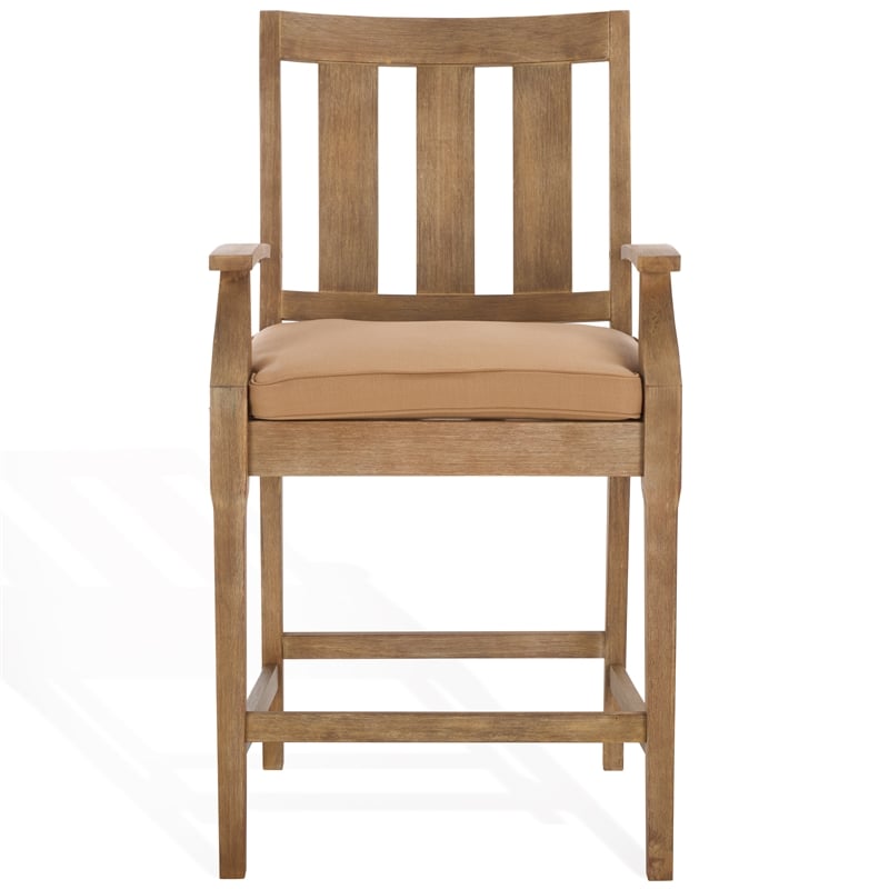 Pemberly Row Eucalyptus Wood Patio Counter Stools in Natural / Brown