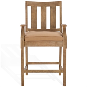 Pemberly Row Eucalyptus Wood Patio Counter Stools in Natural / Brown