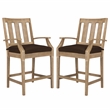 Pemberly Row Eucalyptus Wood Patio Counter Stools in Natural / Brown